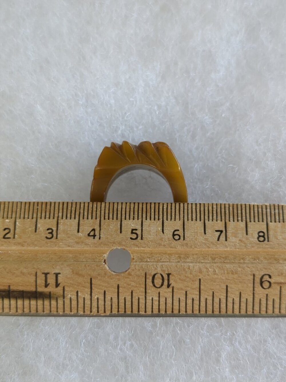 Vintage Carved Bakelite Ring • Butterscotch Olive • Art Deco • Tested Positive B - Picture 3 of 13